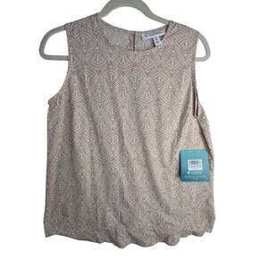Coolibar SzM NWT beige white geometric design Tanktop Lightweight UPF50+ Outdoor